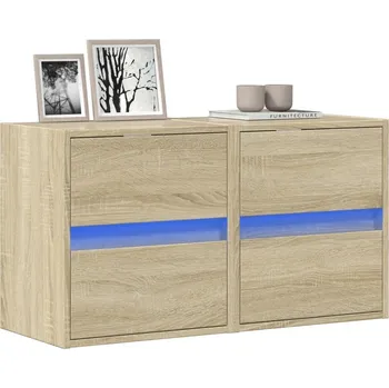 Obývací stěna vidaXL Nástěnné TV skříňky s LED osvětlením 2 ks 41x31x45 cm [852280] Barva: dub sonoma