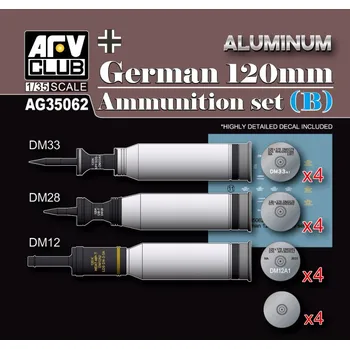Plastikový model AFV Club 1/35 German 120mm Ammunition Set (B)-Aluminium