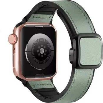 Ostatní příslušenství k chytrým hodinkám eses Sportovní kožený řemínek pro Apple Watch - Zelený 42mm, 44mm, 45mm, 49mm
