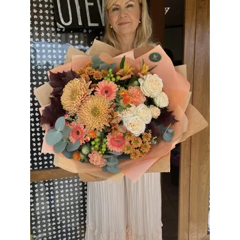 umělá květina Oranžová kytice čerstvých květin Mega, průměr 50cm - rozvoz Praha