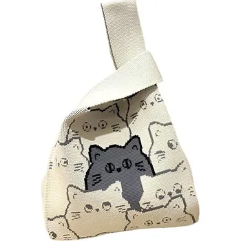 ANNAM Tote bag béžová kočky 35 × 20 cm