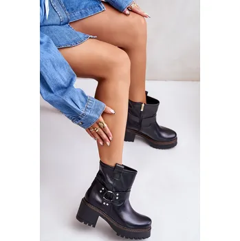 Dámské kozačky Dámské Kožené Boty Na Zip 3435 Lewski Barva: Černá, Velikost: 39