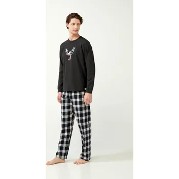 Pánské pyžamo Vamp - Sváteční flanelové pyžamo 21702 - Vamp blue caviar M