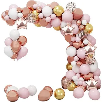 Balónek bHome Velká sada balónků na girlandu růžovo-zlatá 117 ks