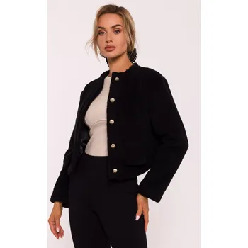 Dámský kabát Krátký plyšový kabátek MOE M807 černý EU velikost: S