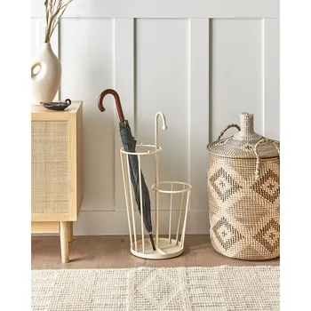 Úložný box Stojan na deštníky světle béžový kovový železný držák úložný prostor na chodbu do předsíně Beliani