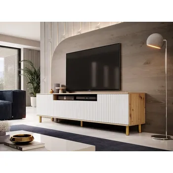 Televizní stolek TV stolek Agnes Bílá/Artisan - Zlaté nohy