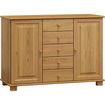 Komoda Slevadoma Komoda masiv borovice se skříňkami a zásuvkami 1-5-1 VANDA Barva: Moření olše