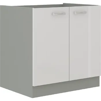 Kuchyňská skříňka Tempo Kondela Skříňka dolní, bílá extra vysoký lesk/šedá, PRADO 80 D 2F BB