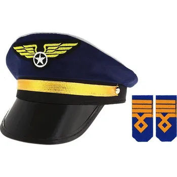 Karnevalový doplněk Čepice pilot s nárameníky (velikost L)