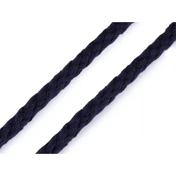 Šňůra na prádlo Pro Háčkování Oděvní bavlněná šňůra splétaná Ø 7 mm tmavě modrá