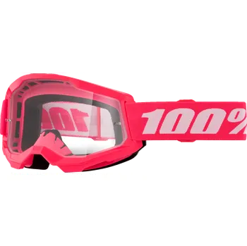 Motocyklové brýle A Dětské motokrosové brýle 100% STRATA 2 JUNIOR PINK RŮŽOVÉ čirý objektiv (Juniorské motokrosové brýle s čirým objektivem )