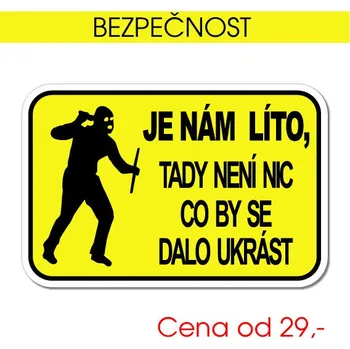 Domovní cedule je nám líto - samolepka / 7,5x5 cm