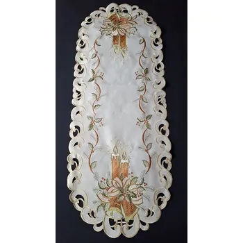 ubrus UBRUS vyšívaný 110 x 45 vánoční Terracotta