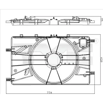 Chladič motoru Drzak, vetrak chladice TYC 825-0018-1
