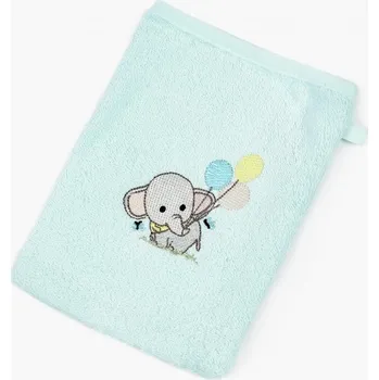 Dětská froté žínka - mintová - sloník