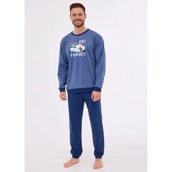 Pánské pyžamo Cornette pyžamo pánské 461/257 SKI - modrá, XL (Pánské bavlněné pyžamo s dlouhým rukávem Cornette)