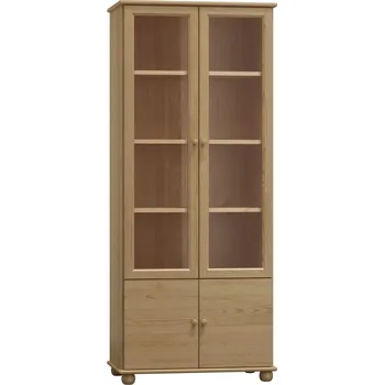 Policová skříň Slevadoma Vitrína 102 Klasik masiv borovice Barva: Barva bílá, Šířka: 90 cm