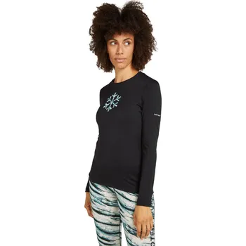 Dámské tričko Dámské merino tričko s dlouhým rukávem ICEBREAKER Wmns 200 Oasis LS Crewe POW, Black velikost: S
