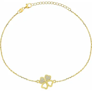 Náramek Brilio Silver Pozlacený náramek Čtyřlístek se zirkony BRC69Y + 2 měsíce na vrácení zboží