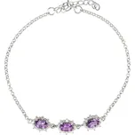 Stříbrný náramek kytičky s ametystem Evia