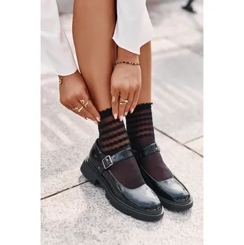 Dámské polobotky Lakované Dámské Polobotky S Páskem Vinceza 62179 Barva: Černá, Velikost: 39