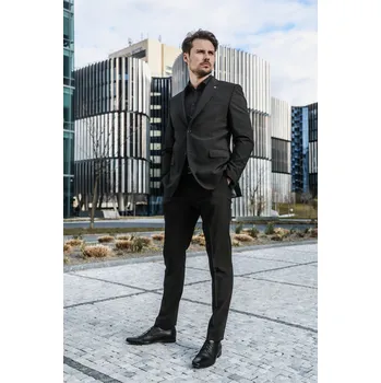 Pánský vlněný oblek Barva: Černá, Velikost: 90, Střih: SLIM FIT