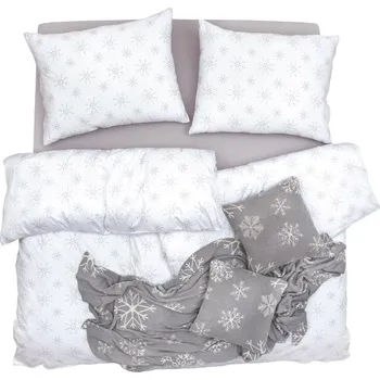 Povlečení SCANquilt povlečení FLANEL vločky bílošedá 240 x 200/70 x 90 cm