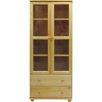 Policová skříň Slevadoma Vitrína 68 Klasik masiv borovice Barva: Barva šedá, Šířka: 90 cm