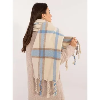 Šátek Dámská šála teplá kostkovaná světle béžová
