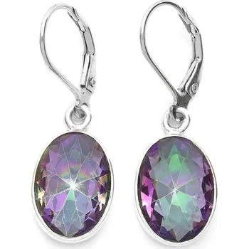 Náušnice Stříbrné náušnice mystický topaz Carolyn - 16 mm