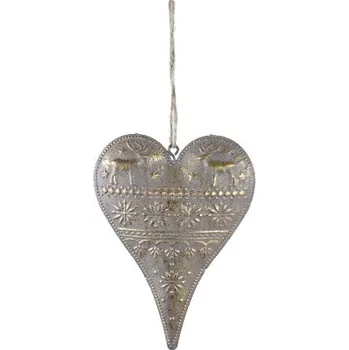 Vánoce Ozdoba srdce zdobené, zlatá, St|Ego Dekor