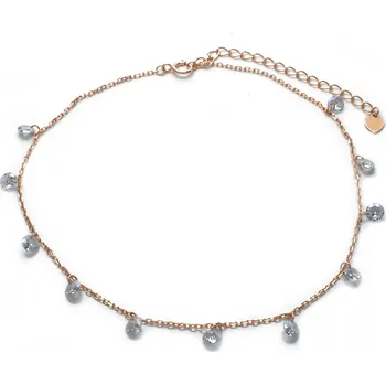 Náramek Stříbrný náramek na nohu se zirkony Šarlot - Gold rose