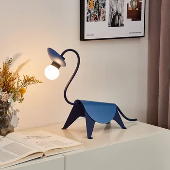 Lampička Stolní lampa Lucande Idalina, Dino, modrá, ocel, 44 cm 1 x 2 W LED - Doprava zdarma