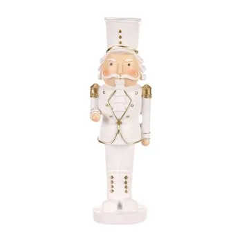 Voják v uniformě - soška z polyresinu, velká, barva bílo - zlatá