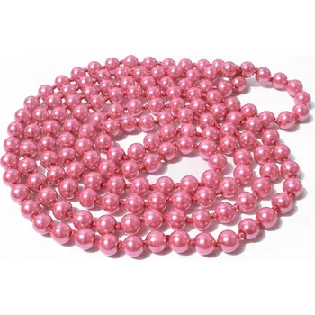 Karnevalový doplněk Dlouhý náhrdelník růžové perly