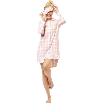 Dámská noční košile Noční košile KEY 486 pudrově růžová FLANEL M 0