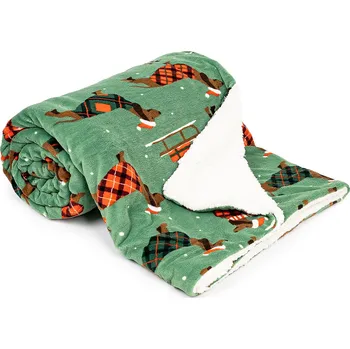 deka 4Home Vánoční beránková deka Woof, 150 x 200 cm, zelená