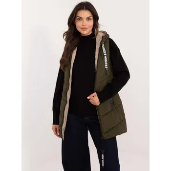 Dámská vesta Dámská vesta s prošíváním dlouhá oboustranná khaki