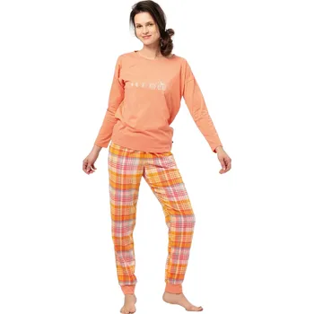 Dámské pyžamo Dámské pyžamo KEY 667 meruňková FLANEL XL 0