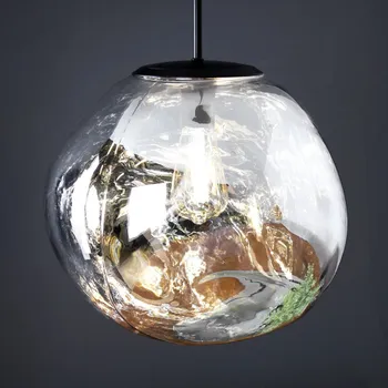 Eco-Light Závěsné svítidlo Canopus, stříbrná barva, Ø 36 cm, sklo, E27 - Ø stříšky 10 cm stříbrně průhledná, černá 1 x 40 W - Doprava zdarma