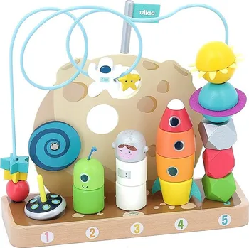 Dřevěná hračka Vilac Motorický labyrint Vesmírné počítání V2448