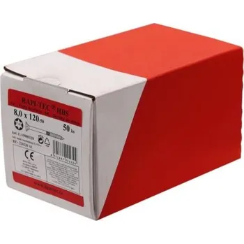 Vrut HPM TEC RAPI-TEC HBS 8,0x120/50+R (balení 50 ks) - stavební vruty do dřeva, polozávit, pozink, zápustná hlava, TORX T40