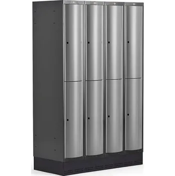Šatní skříň Boxová šatní skříň CURVE, 4 sekce, 8 boxů, 1890x1200x550 mm, sokl, šedé dveře