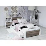 Dřevěná postel MD 09 100x200 cm borovice masiv bílá/MDF dub sonoma