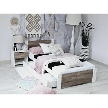 Dětská postel Dřevěná postel MD 09 100x200 cm borovice masiv bílá/MDF dub sonoma