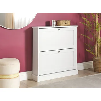 Botník Skříňka na boty bílé dřevotřískové nohy 2 přihrádky moderní design předsíň Beliani
