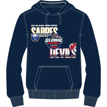 Chlapecká mikina Outerstuff Dětská mikina Global Series 2024 Czechia Buffalo Sabres NHL vs New Jersey Devils NHL Match-Up Pullover Hoodie Velikost: Dětské XL (13 - 15 let)