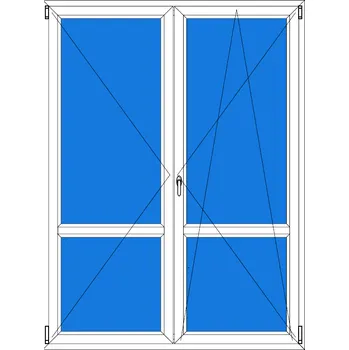 Okno Aluplast Balkónové dveře 200x230 | Dvoukřídlé bez sloupku (štulp) dělené | Ideal 8000 | Trojsklo BARVA PROFILU: Bílá - Bílá