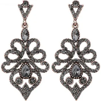 Souprava šperků B-TOP Dámské vintage náušnice s šedými krystaly